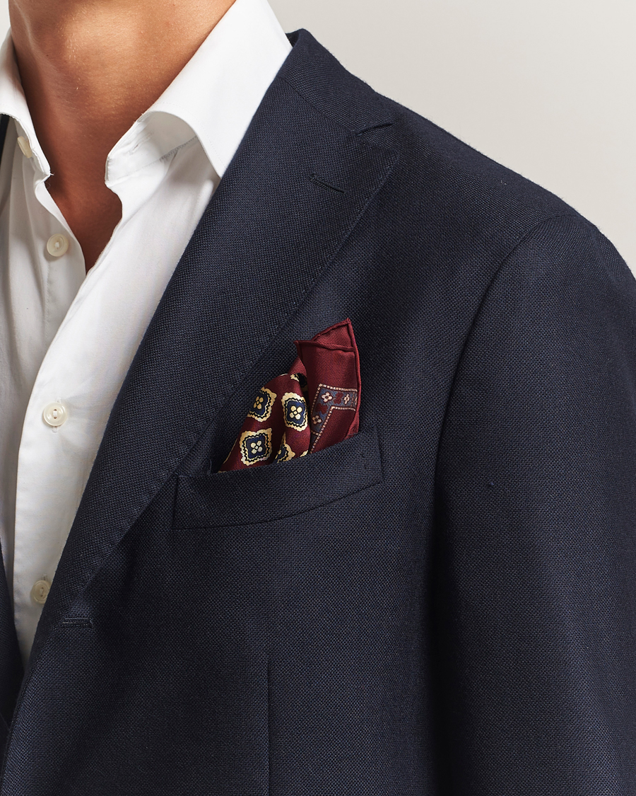 E. Marinella Archivio Silk Pocket Square Burgundy