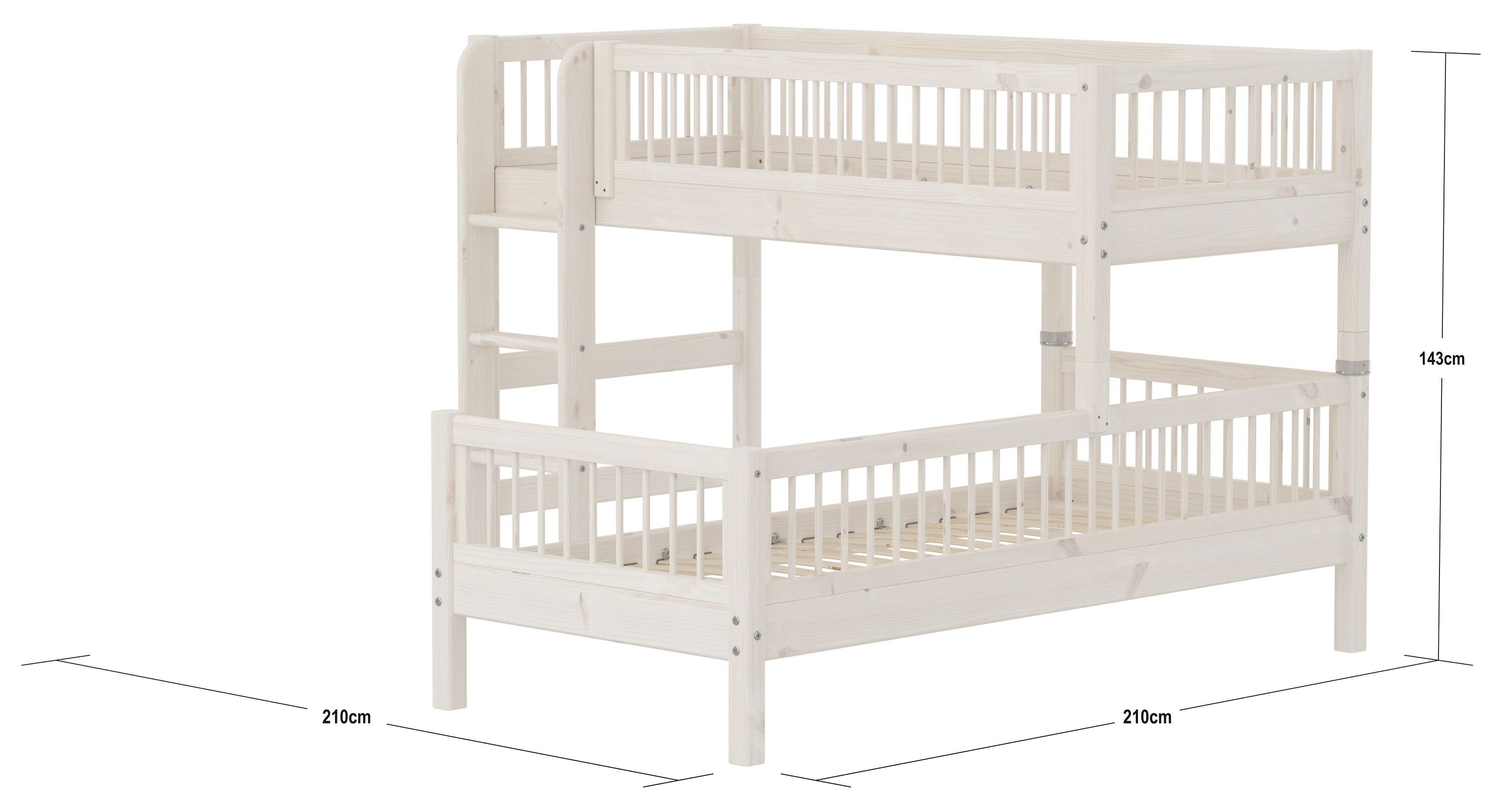 Flexa CLASSIC Bettkombination - White Wash / B: 110.0 cm x T: 210.0 cm x H: 143.0 cm
