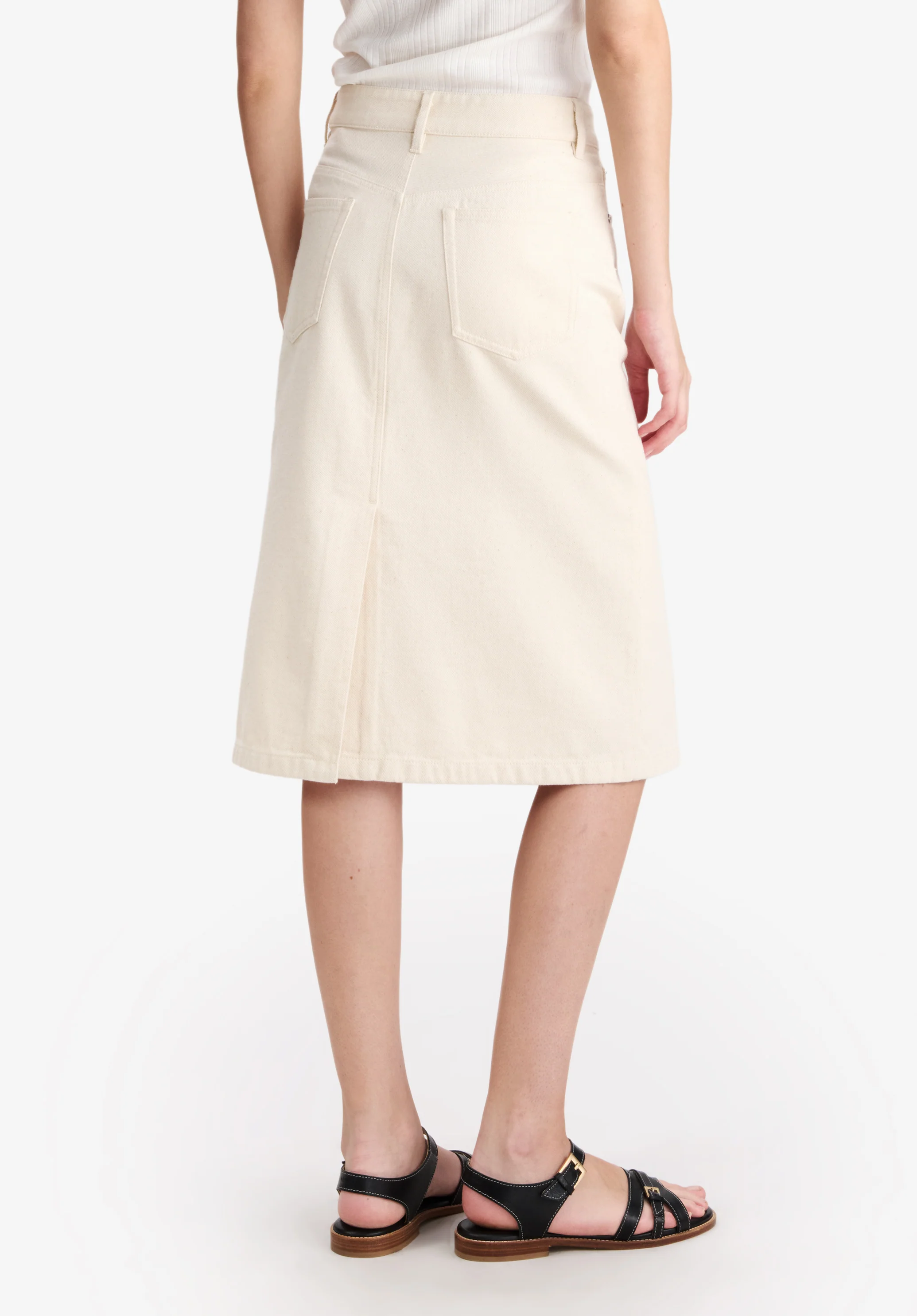 Jupe fendue en denim blanc cassé - Blanc casse