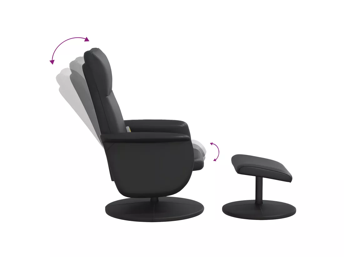 Fauteuil inclinable de massage avec repose-pied noir similicuir
