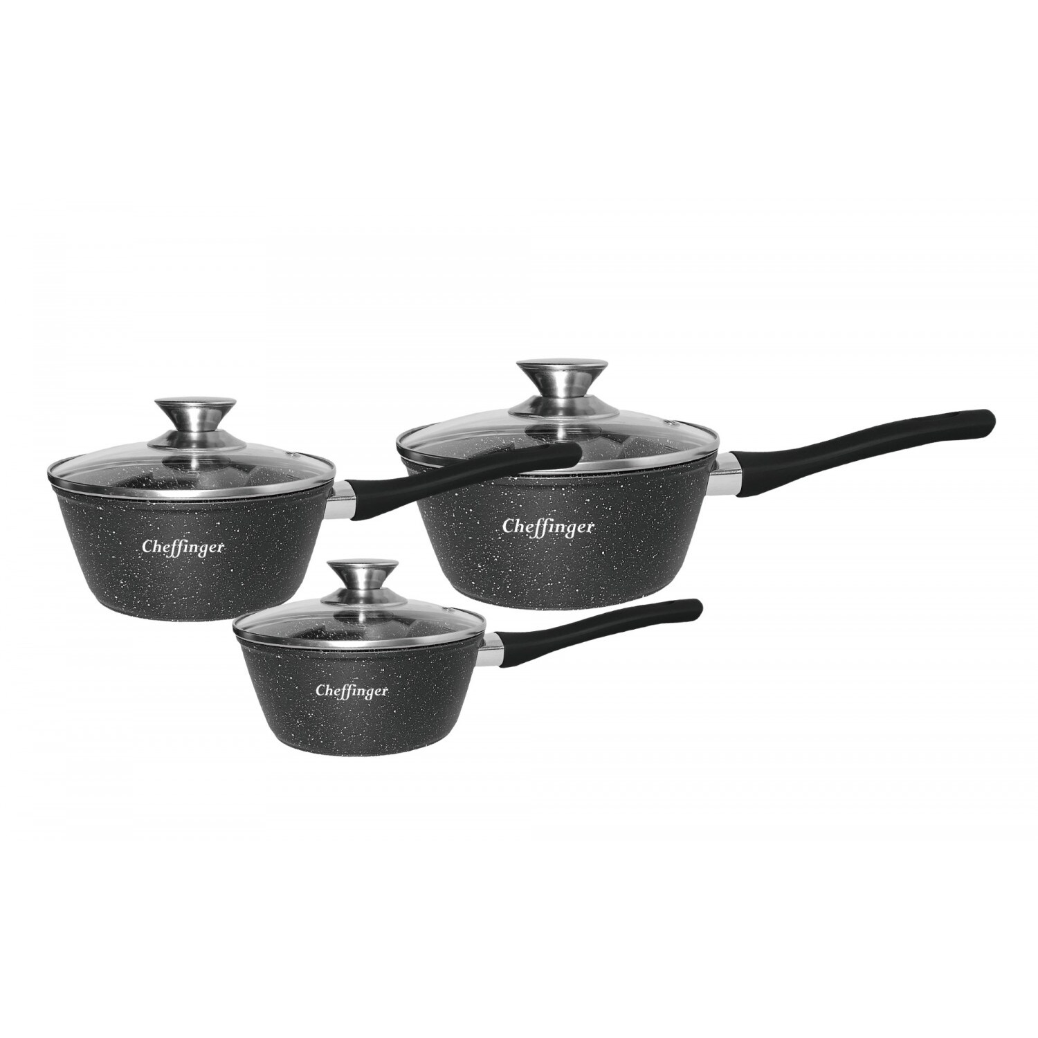 Stielkasserolle Set 6 tlg Ø16-18-20cm Saucenpfanne Pfanne