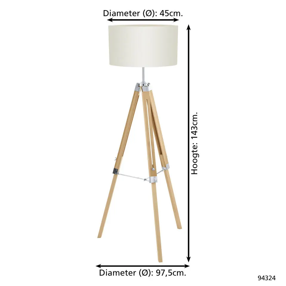 EGLO Lantada Vloerlamp - E27 - 143 cm - Natuur/Beige