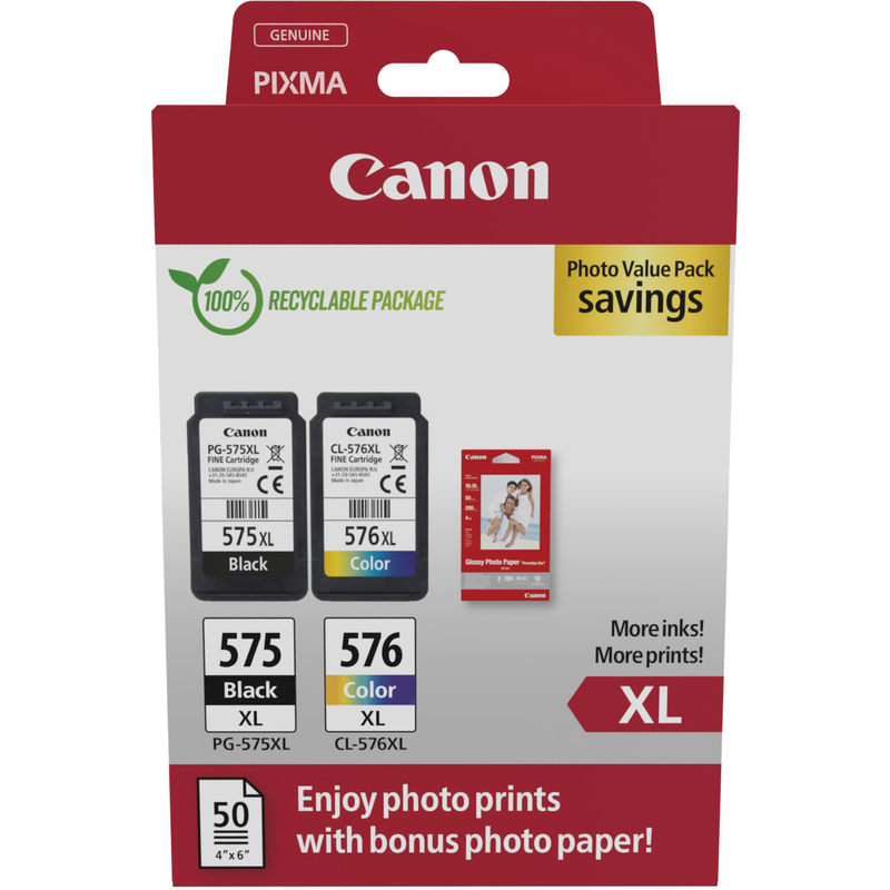 Canon PG-575 XL/CL-576 XL Tintenpatronen Combo Value Pack, farbig, schwarz
