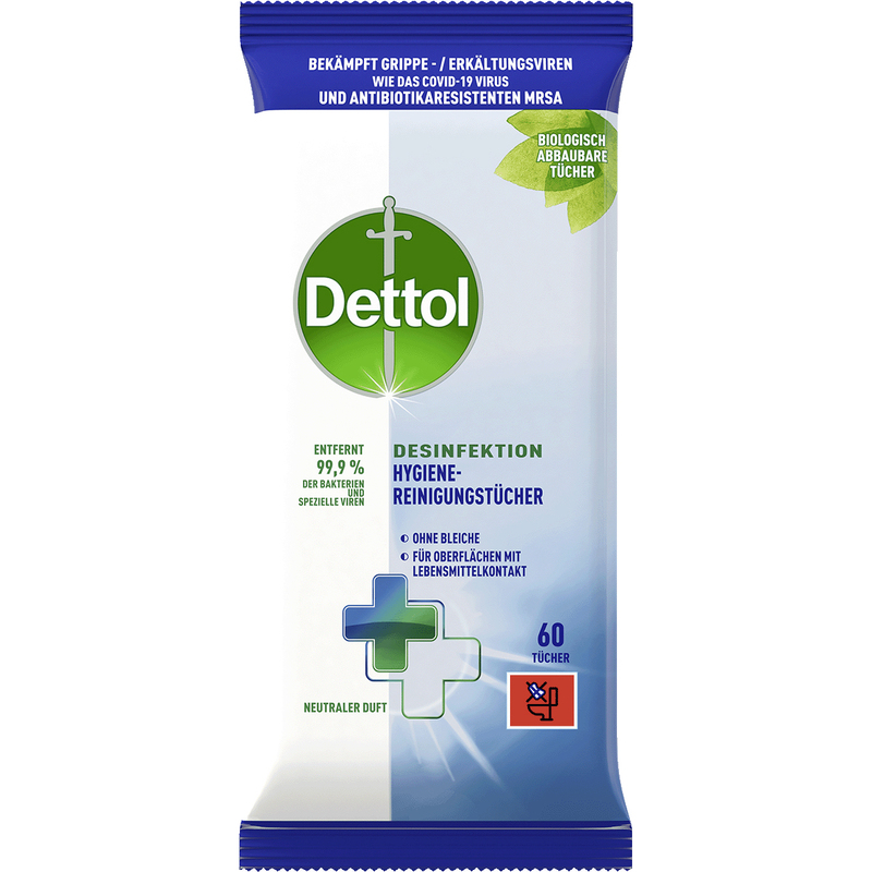 Dettol Hygiene-Reinigungstücher Desinfektion, 60 Stück