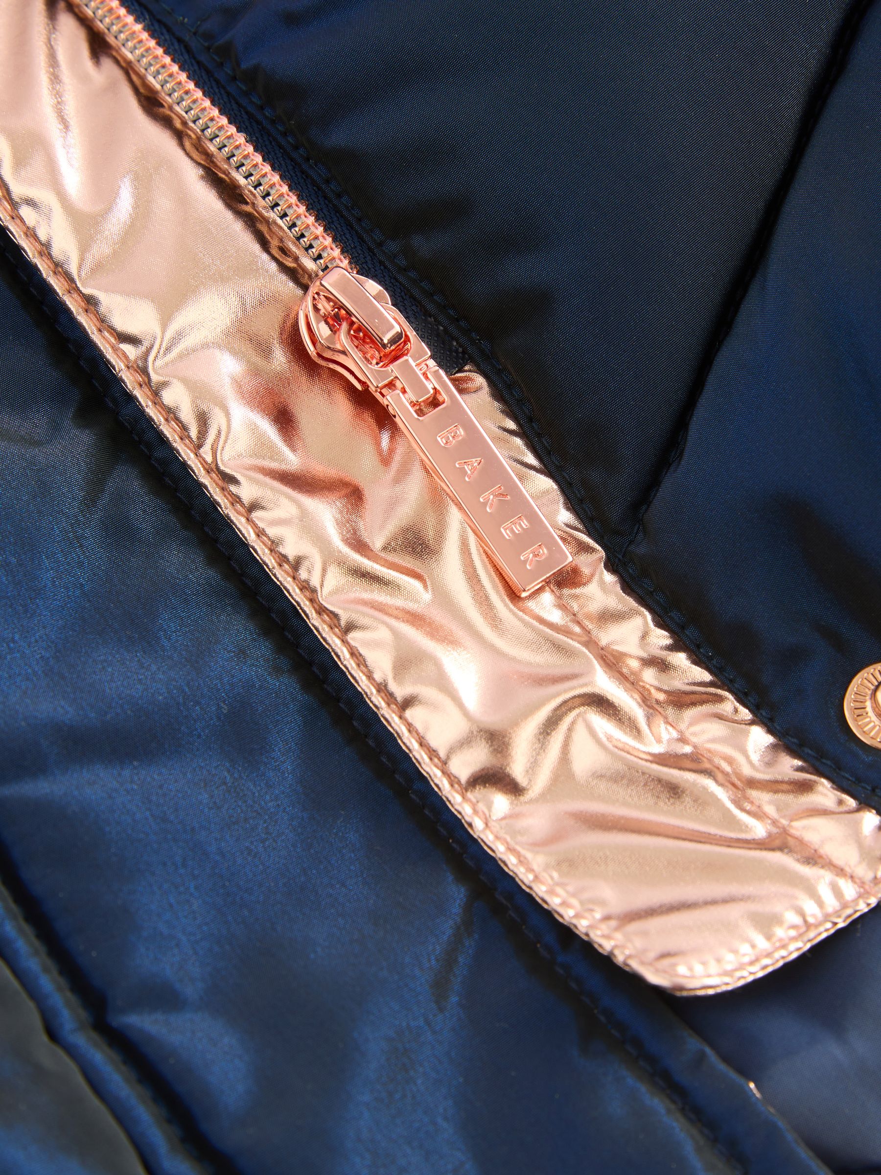 Marineblauw - Baker by Ted Baker - Regenbestendige halfzware gevoerde jas met ceintuur