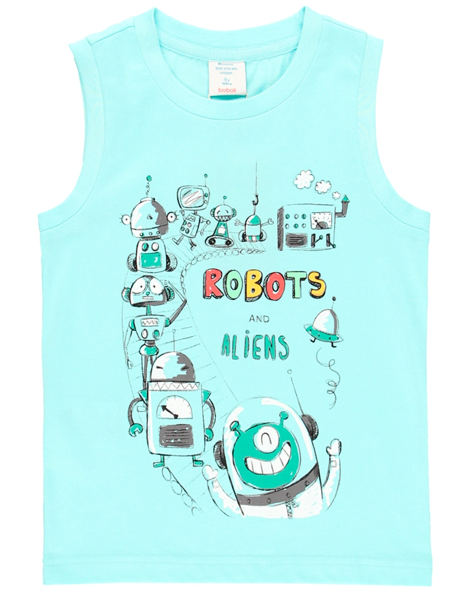 Schlafanzug ROBOTS & ALIENS kurz in aqua
