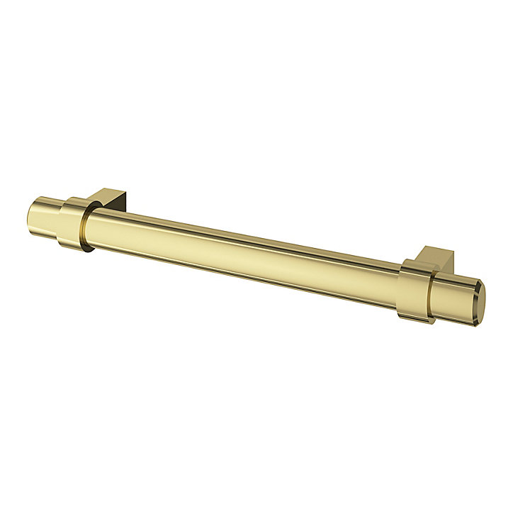 Poignée de meuble en T GoodHome Kerver acier et Zamac effet laiton doré l.168mm x l.18mm x H. 34mm entraxe 128mm
