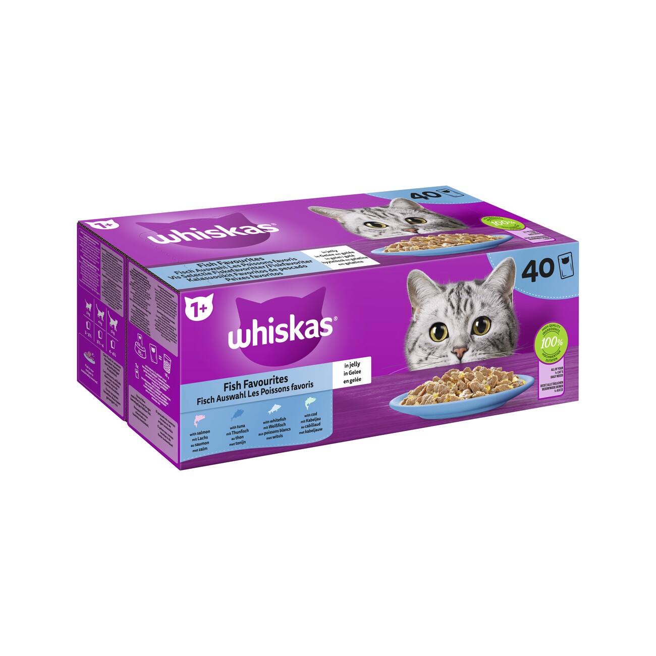 Whiskas Mega Pack 1+ Fisch Auswahl in Gelee 40 x 85g