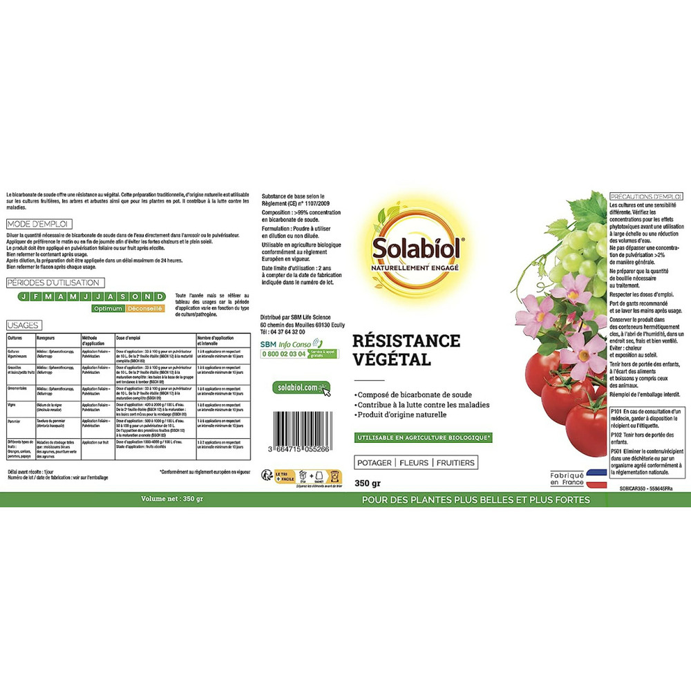 Sobicar350 | bicarbonate de soude| résistance végétal | etui 350g |lut