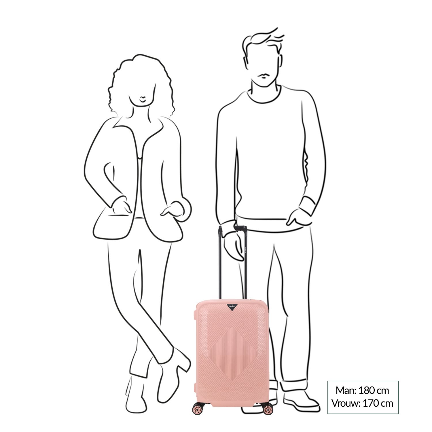 Decent Axiss-Fix 4 Wiel Cabin Trolley 55 licht roze