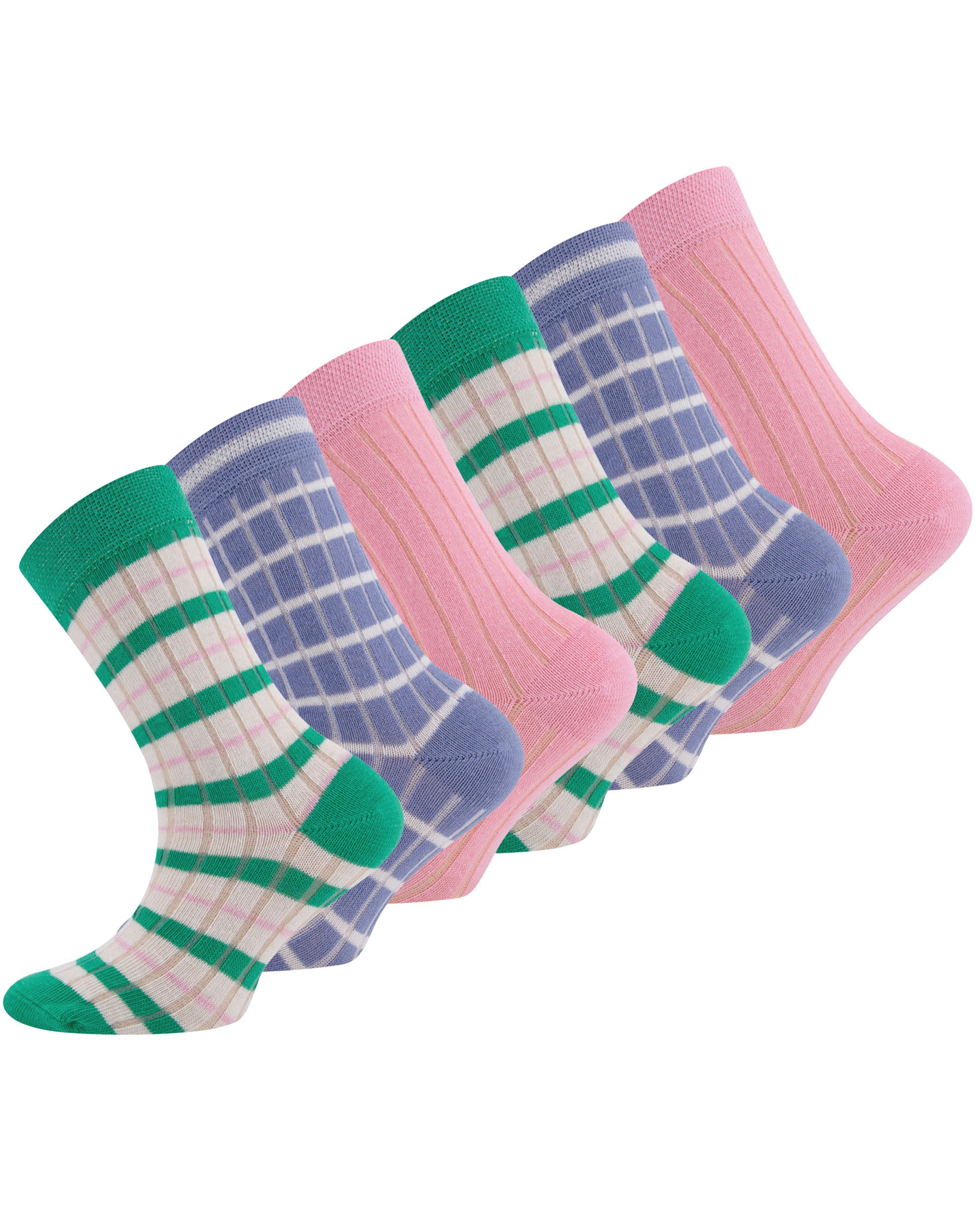 Socken RIPPE & RINGEL 6er-Pack in pink