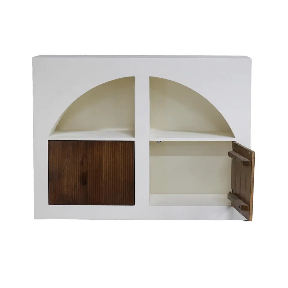 Dressoir Mangohout - Beton Ciré - 120x40x90cm - Miné