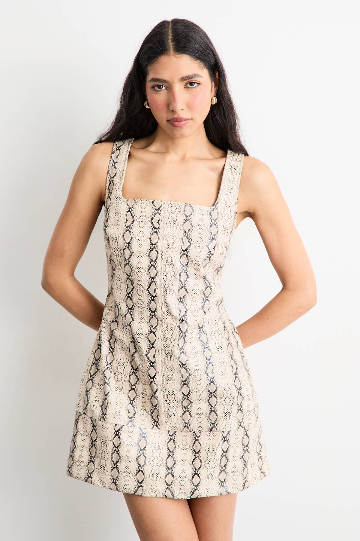 Warehouse Robe Courte En Synthétiquecuir Imprimé Synthétique