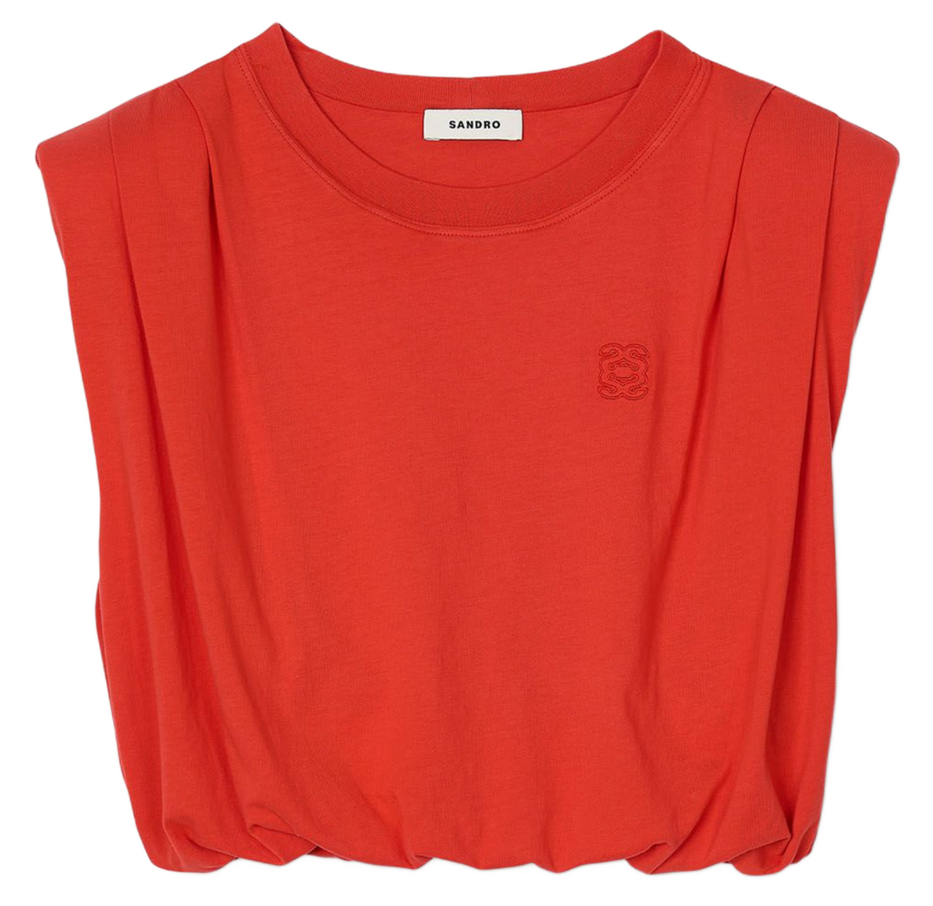 SANDRO Tee-shirt court drapé en coton - Rouge