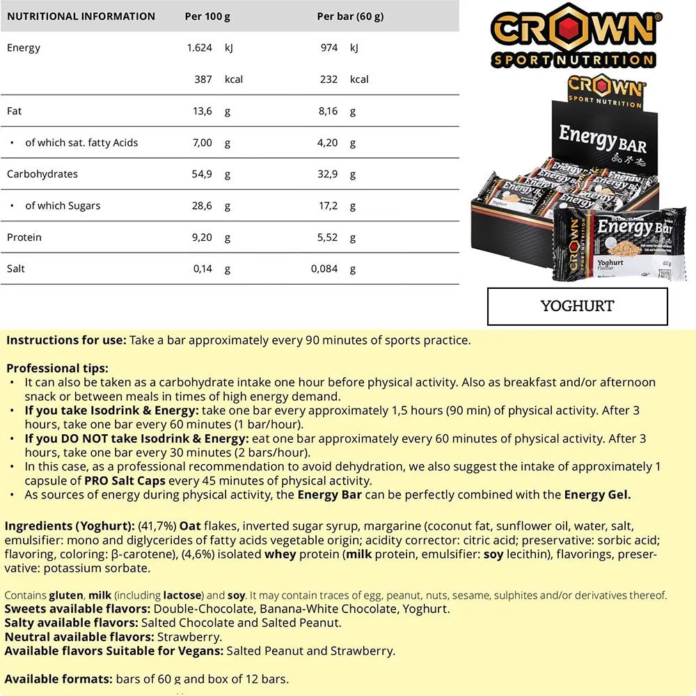 Barra de Iogurte Energética Crown Sport Nutrition 60g