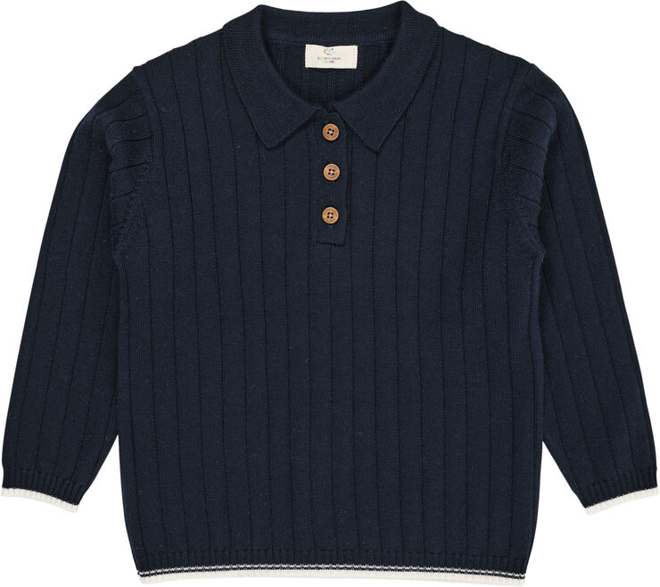 Copenhagen Colors MERINO POLO SHIRT Navy/cream combi