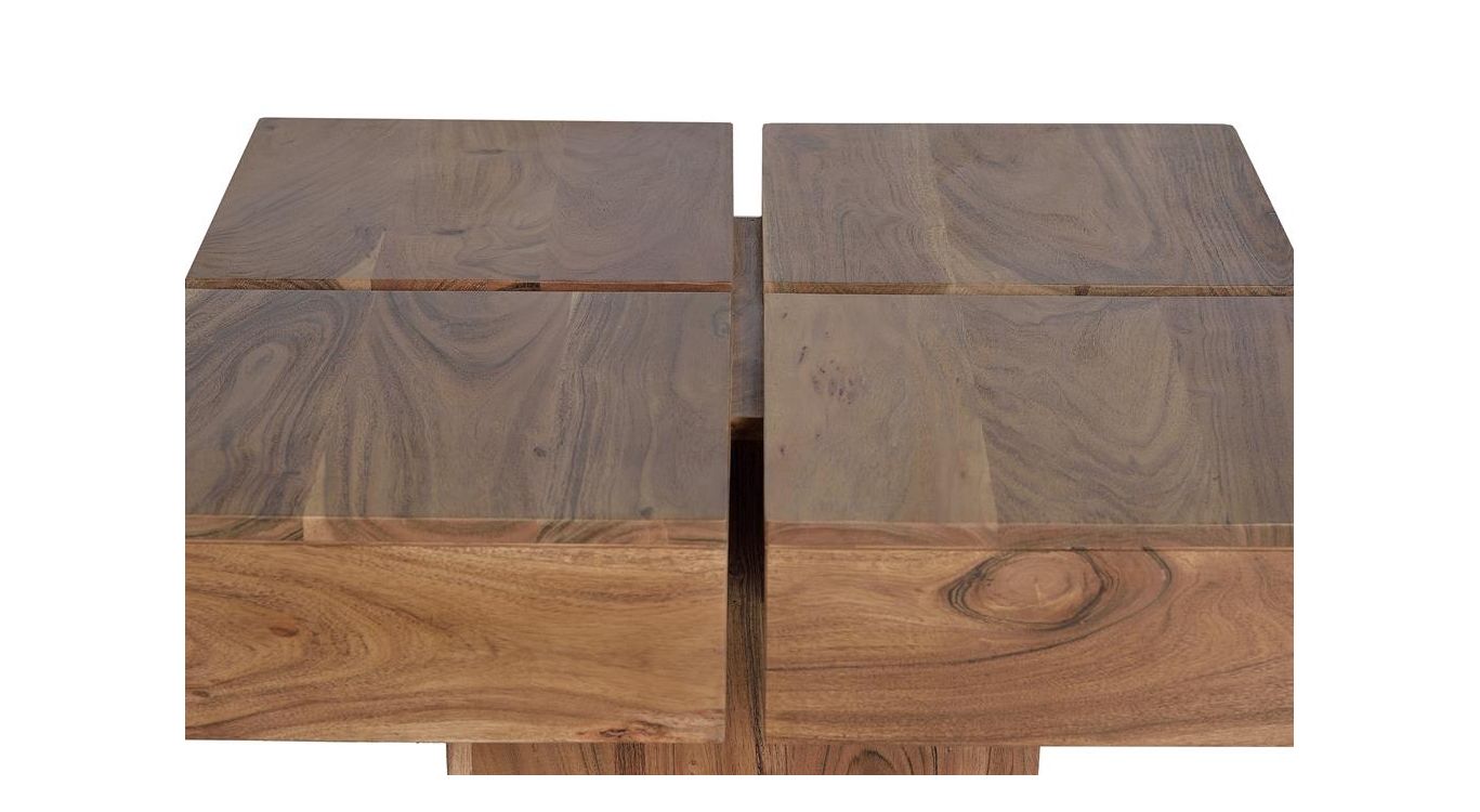 Table basse bois, fer marron 80x80x30cm - bois-fer