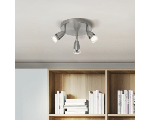 LED plafondspot 3x3W 3x250 lm 3000 KB 19 cm chroom/mat