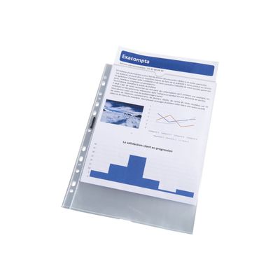 Exacompta Quick Doc - 50 Pochettes perforées - A4 - lisses - cristal