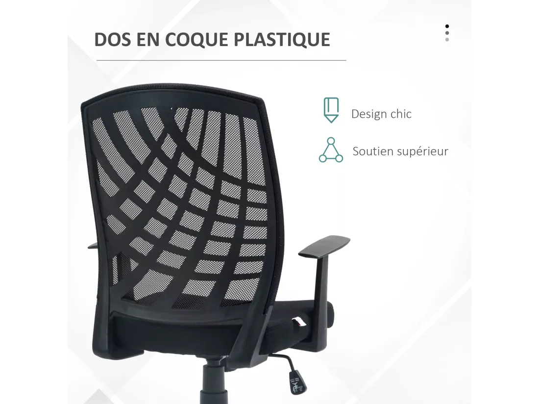 Chaise de bureau design ergonomique réglable accoudoirs maille noir