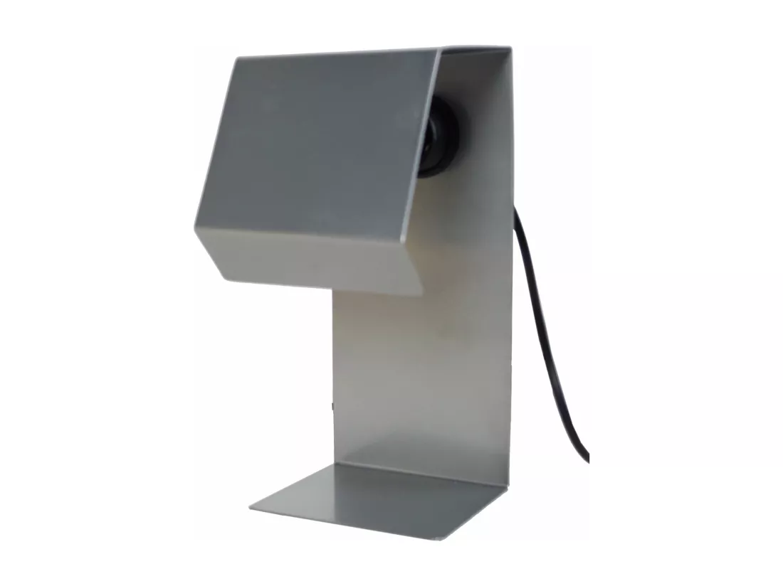 Lampe de chevet géométrique métal aluminium 24 cm.