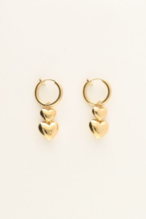 Clip oorbellen twee hartjes