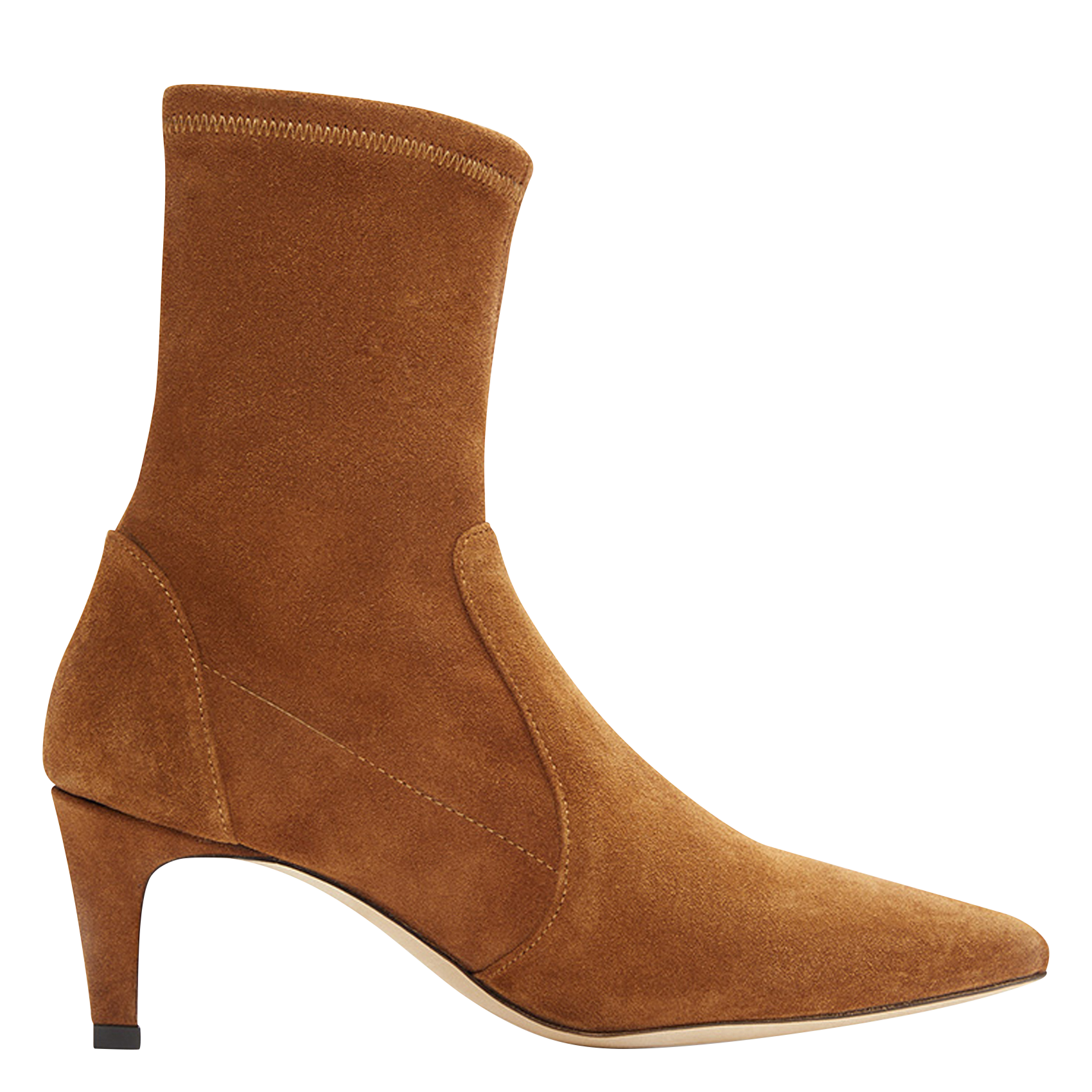 Bottines chaussettes en cuir velours | Marron