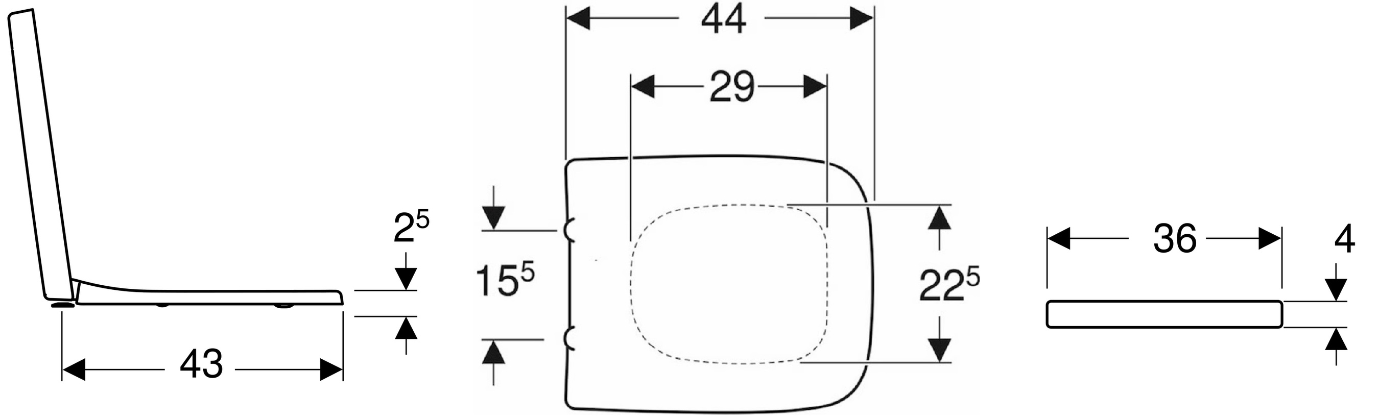 Geberit Renova Plan softclose toiletzitting TopFix wit mat voor toilet met open ophanging