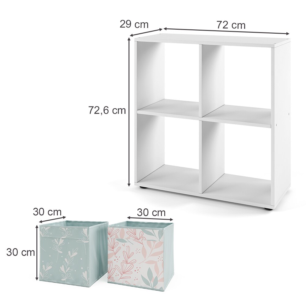 Vicco Raumteiler Würfelregal Standregal Tetra Weiß Faltbox Wohnzimmer Regal 73x72 cm modern Ablage 4 Fächer Dekoregal Ordnerregal Aufbewahrung