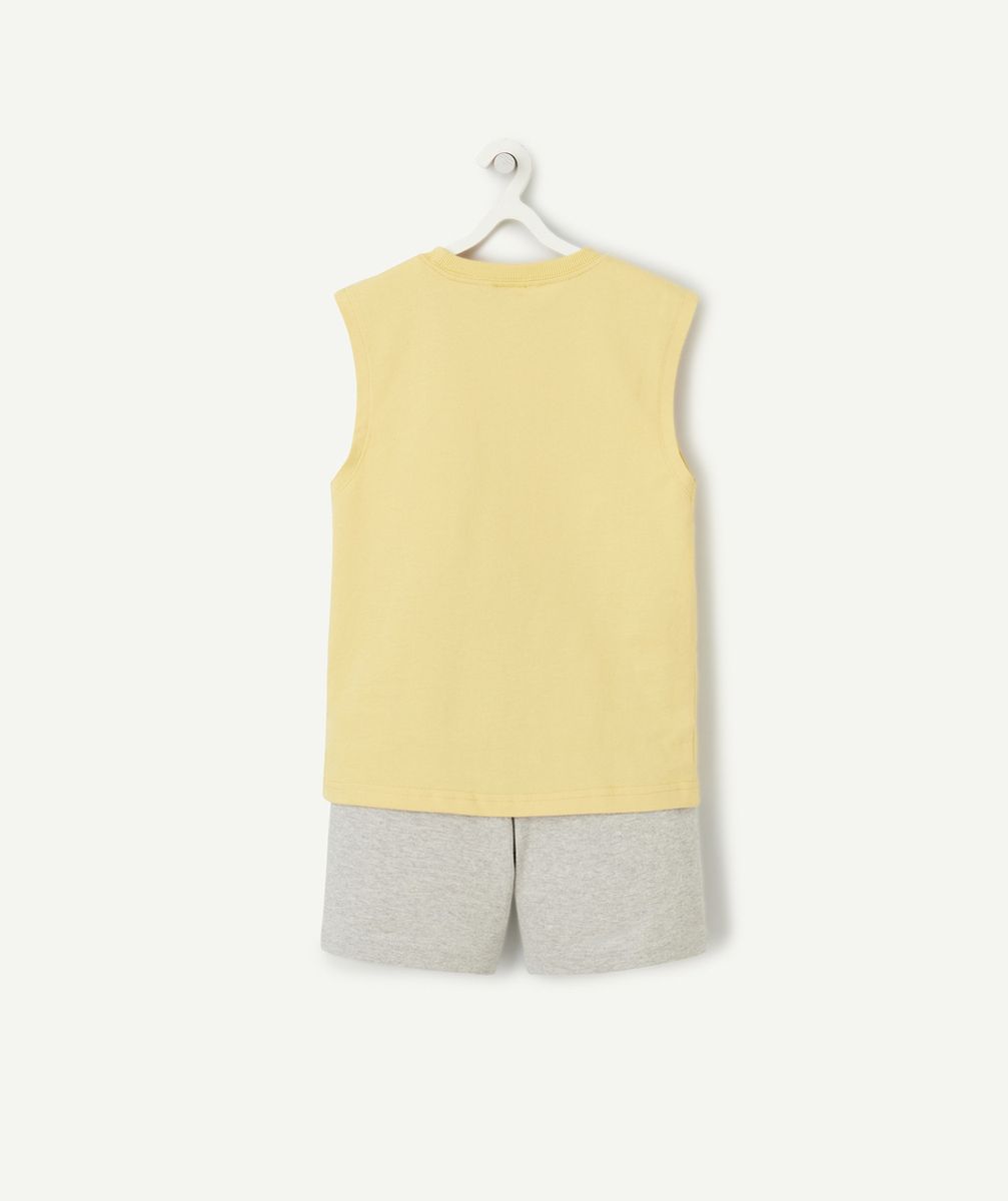pyjama sans manches garçon en coton bio jaune thème amigo