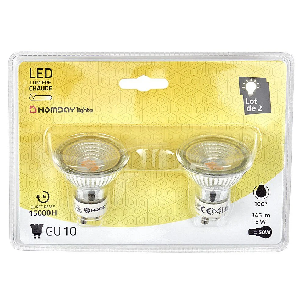 Ampoule LED GU10 Homday 400lms x2