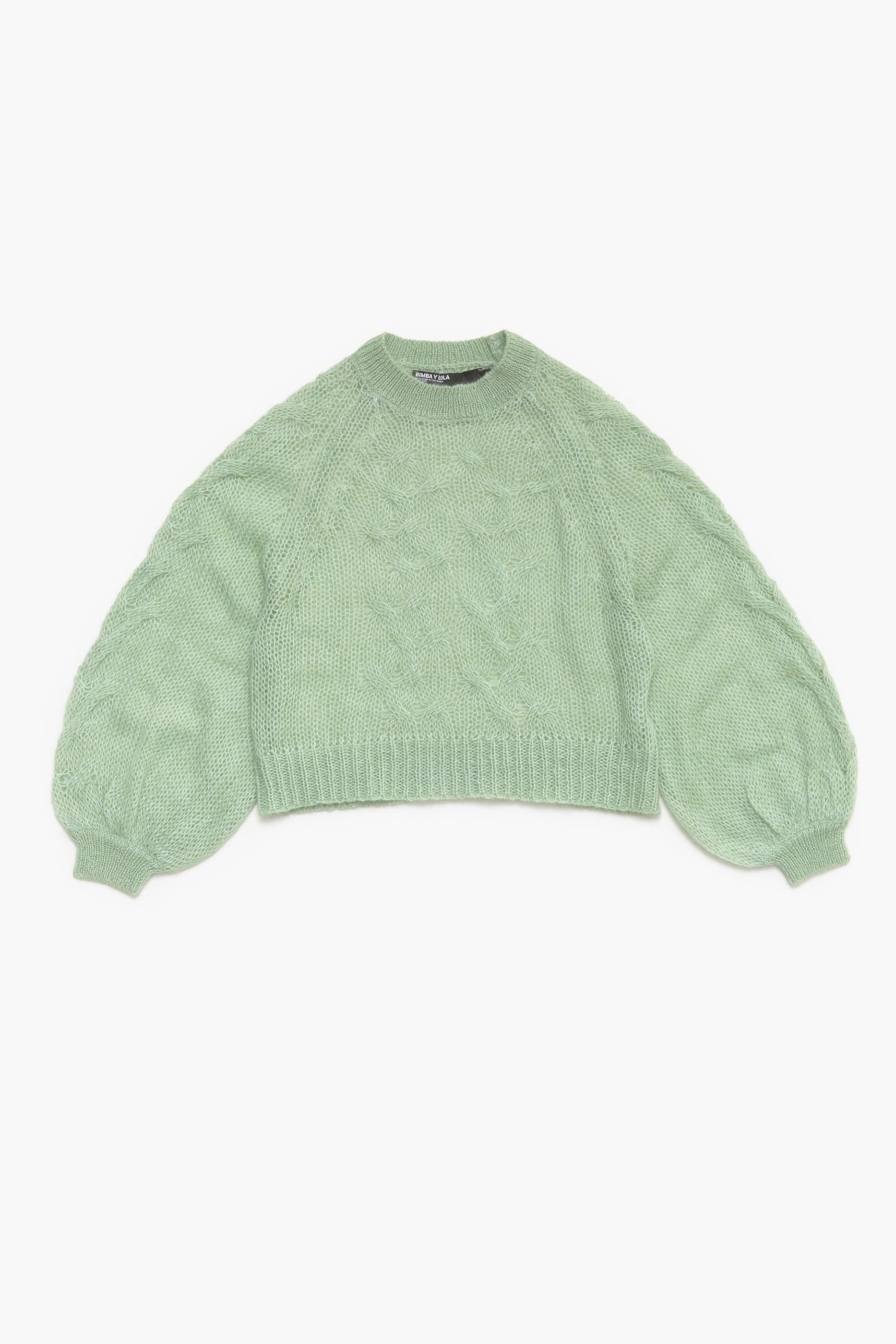 jersey de mohair vazado verde menta