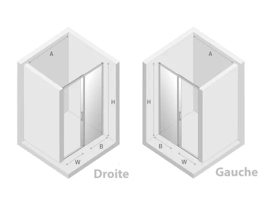 Porte de Douche avec Paroi Latérale - 160 x 200 - OR BROSSÉ - PRIME - DROITE