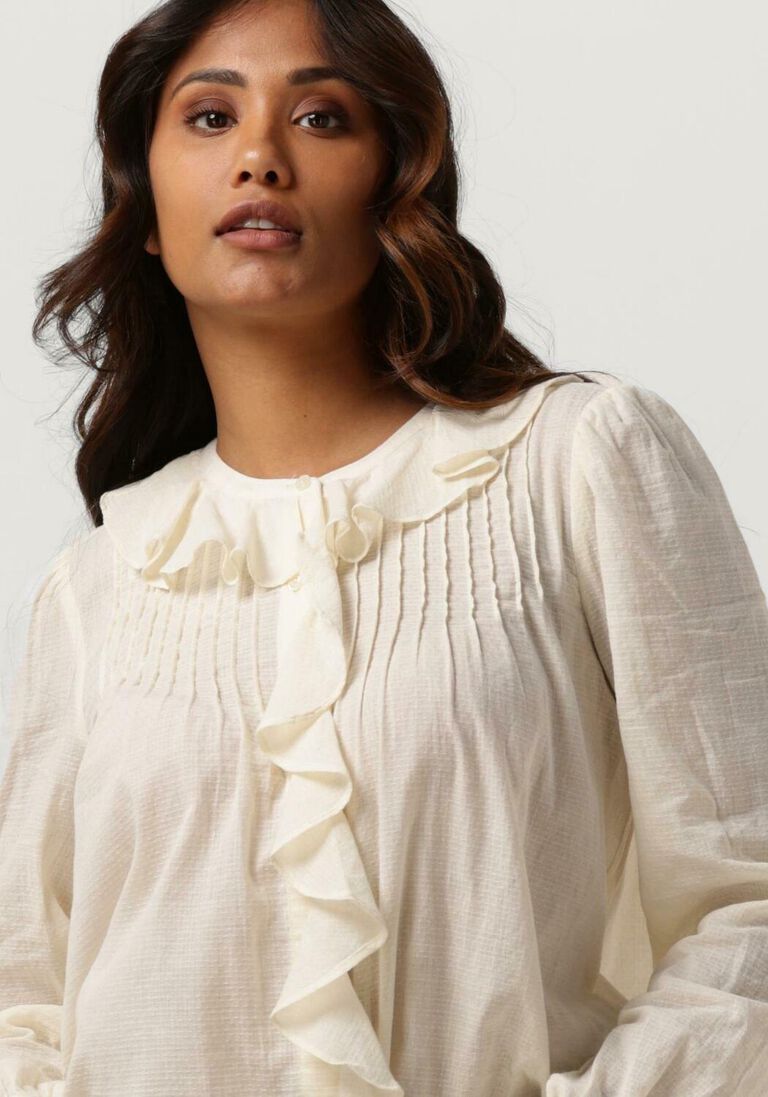 SCOTCH & SODA gebroken wit scotch & soda blouse pin-tuck ruffled seasonal shirt