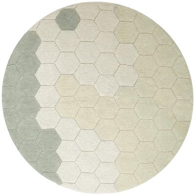 Lorena Canals  Vaskbart Gulvteppe Rund Honeycomb, Blå salvie