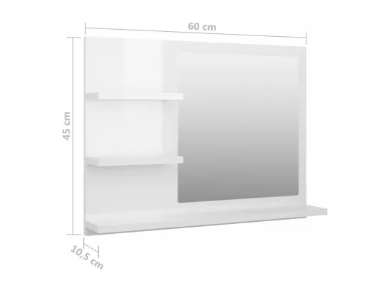 Miroir de salle de bain blanc brillant bois d’ingénierie