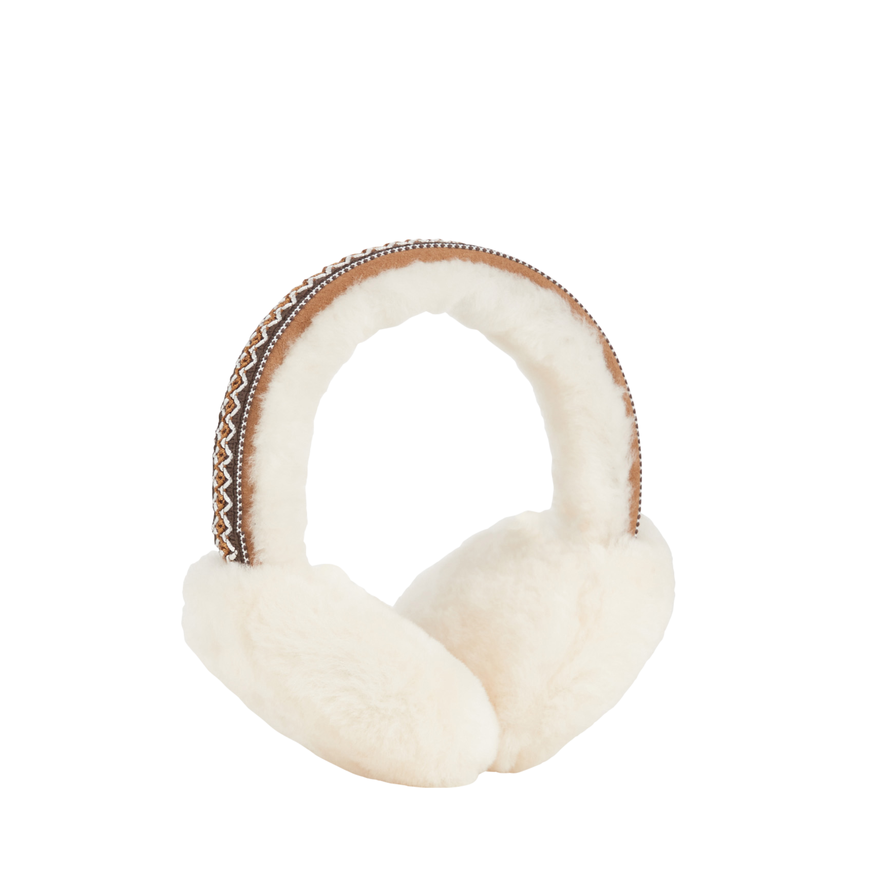 TASMAN SHEEPSKIN - Cache-oreilles en cuir velours brodés | Marron