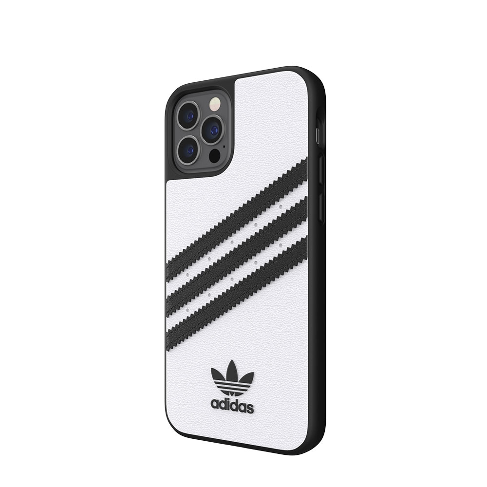 iPhone 12 / iPhone 12 Pro Moulded Snap Case PU Leder Hülle - Weiss / Schwarz