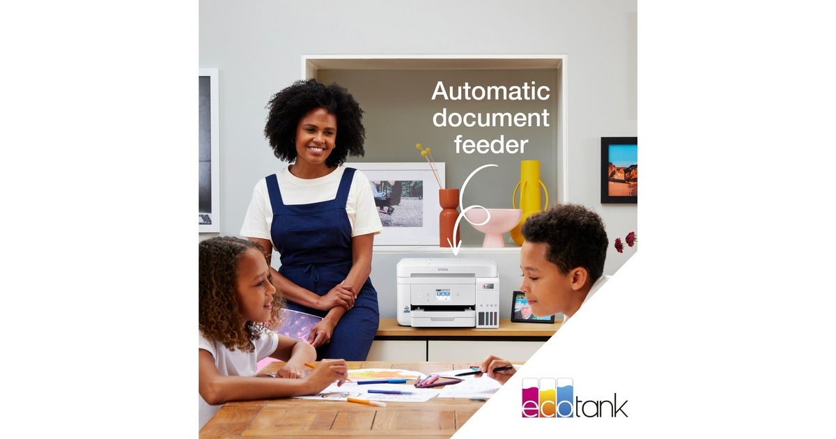 EpsonEcoTank ET-4856 A4 multifunctionele Wi-Fi-printer met inkttank all-in-one inkjetprinter met faxfunctie  (Wit, Scannen, Kopiëren, Faxen, LAN, Wi-Fi, inclusief tot 3 jaar inkt)