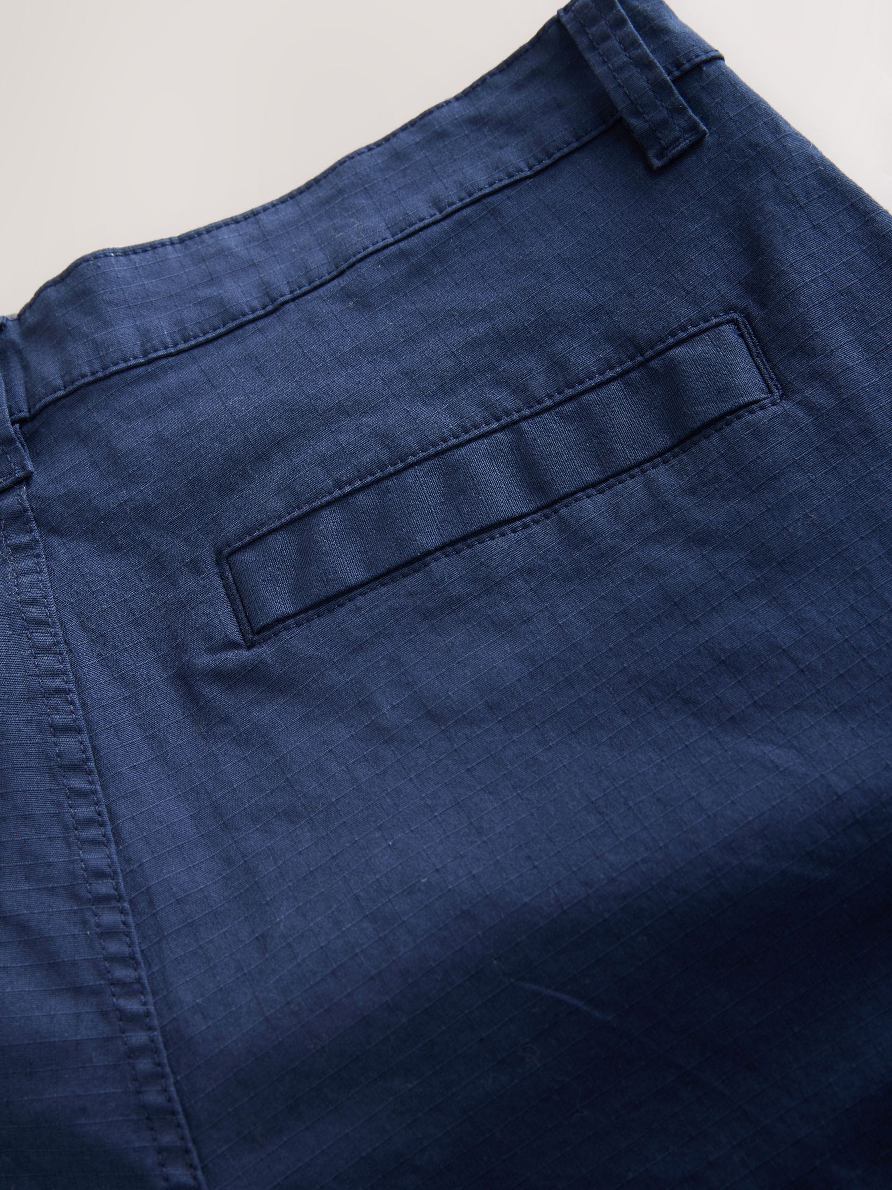 Marineblauw - Korte cargobroek met ceintuur van ripstop