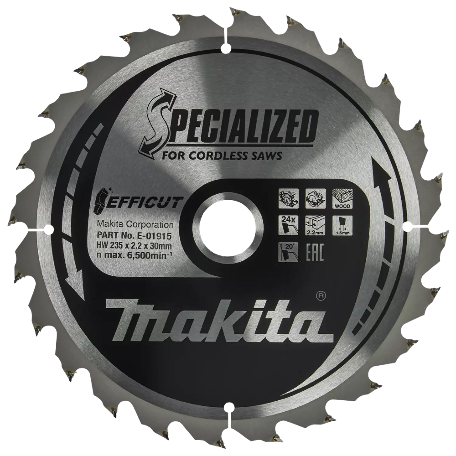 Makita E-01915 Efficut Cirkelzaagblad Hout - 235x30x2,2mm 24T