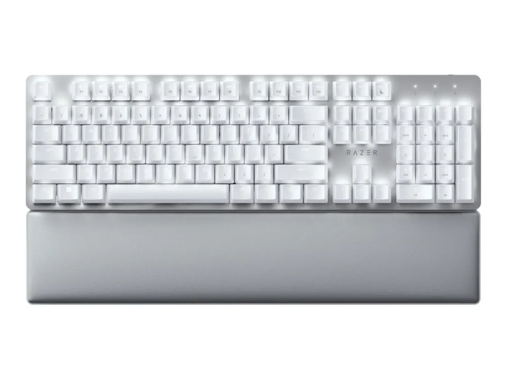 Razer Pro Type Ultra - Tastatur - bagbelyst - trådløs - USB-C, Bluetooth, 2.4 GHz - QWERTY - USA - tastkontakt: Razer Yellow