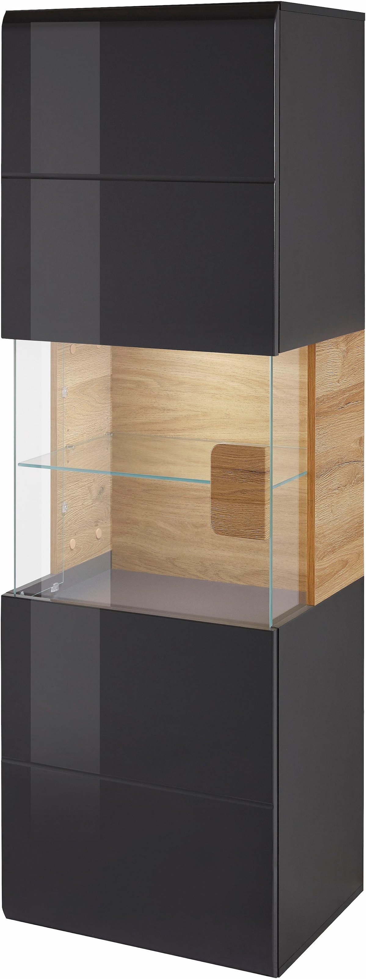 GOODproduct Hängevitrine »Toledo,Höhe 159 cm trendige Glasvitrine mit dekorative MDF-Front« Vitrine mit Glasfront, ohne Beleuchtung, viel Stauraum, hochglanz