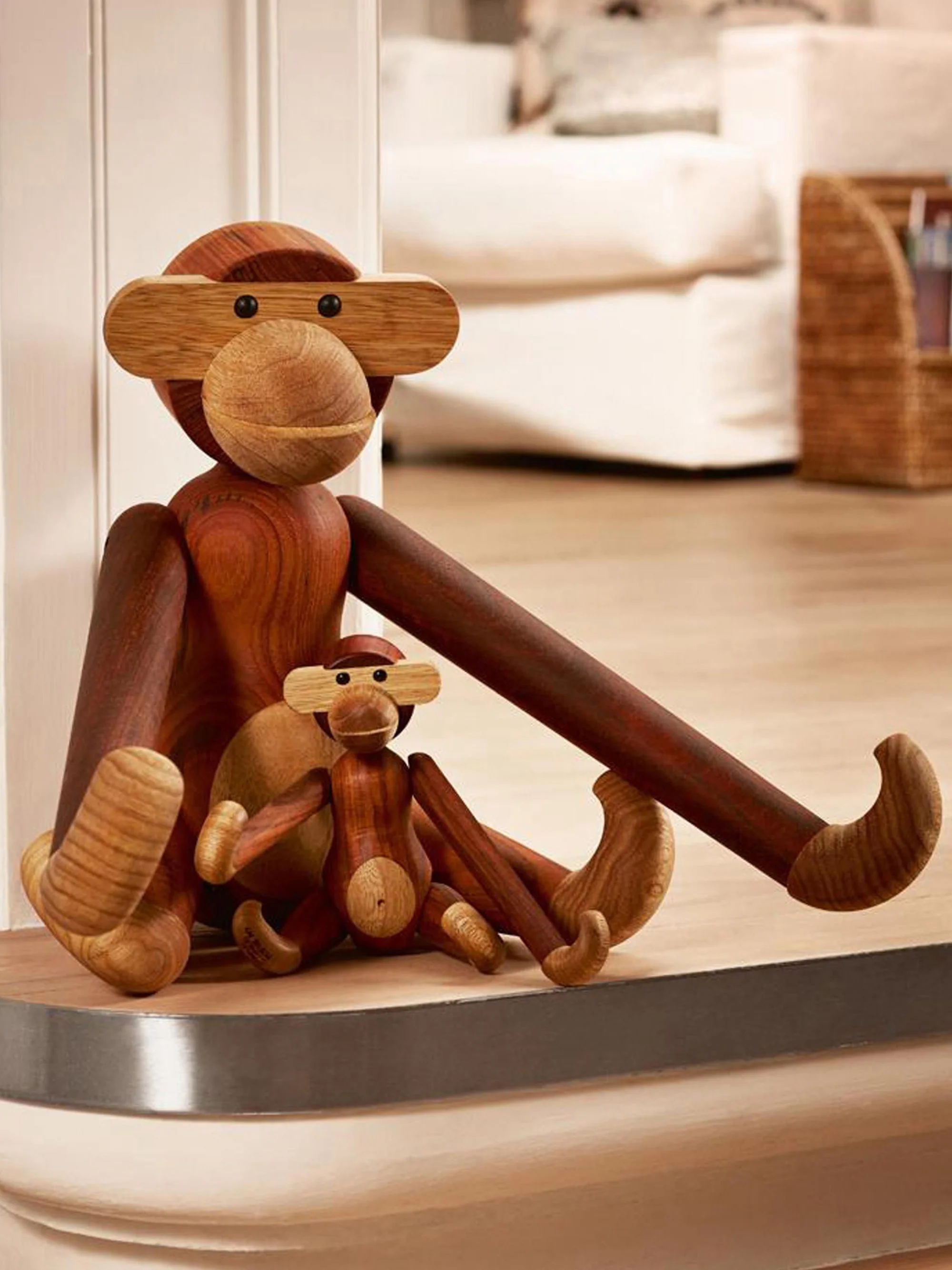 Handgemaakt teakhouten decoratief object Monkey