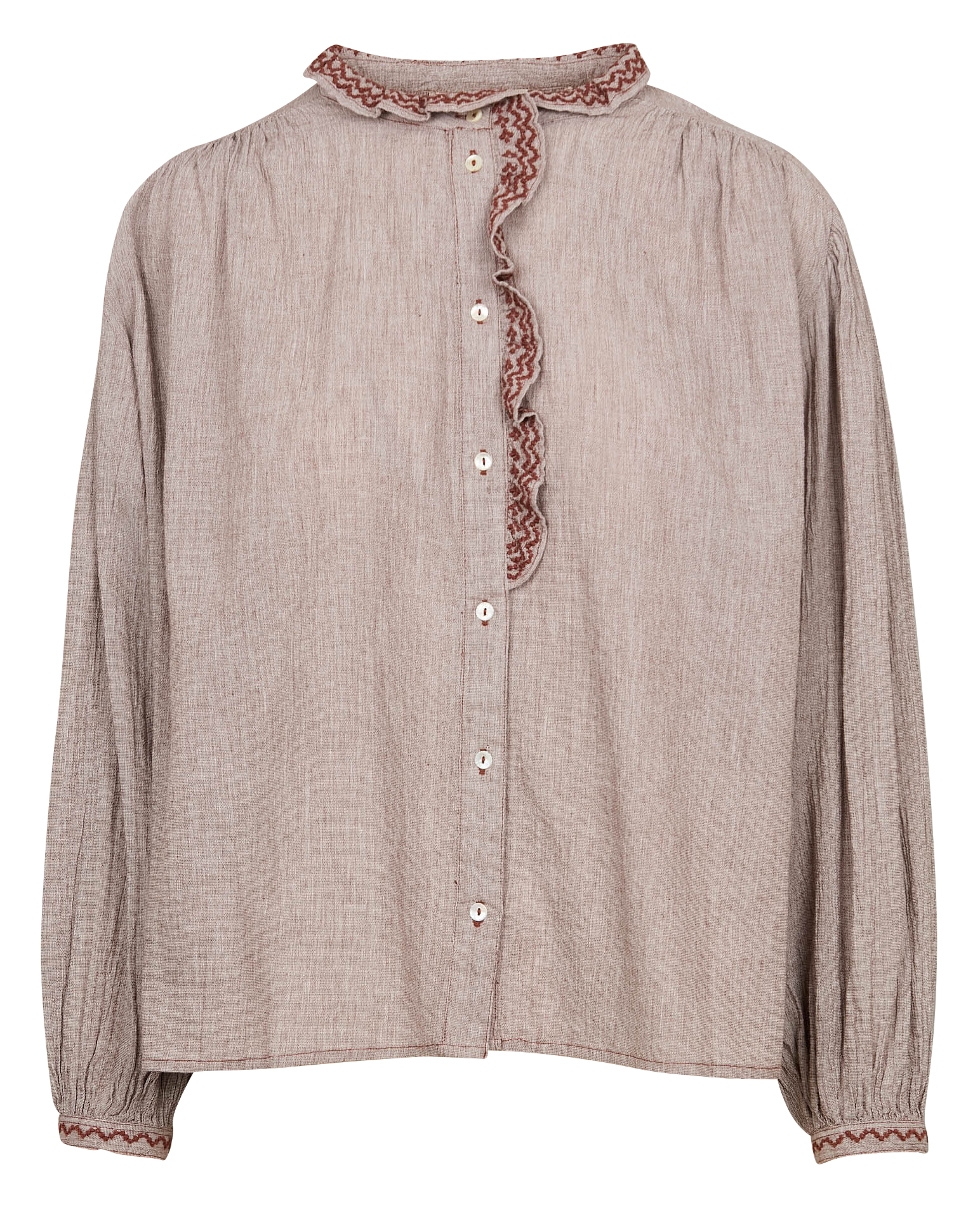 COLOMBO - Chemise ample col rond en coton | Marron