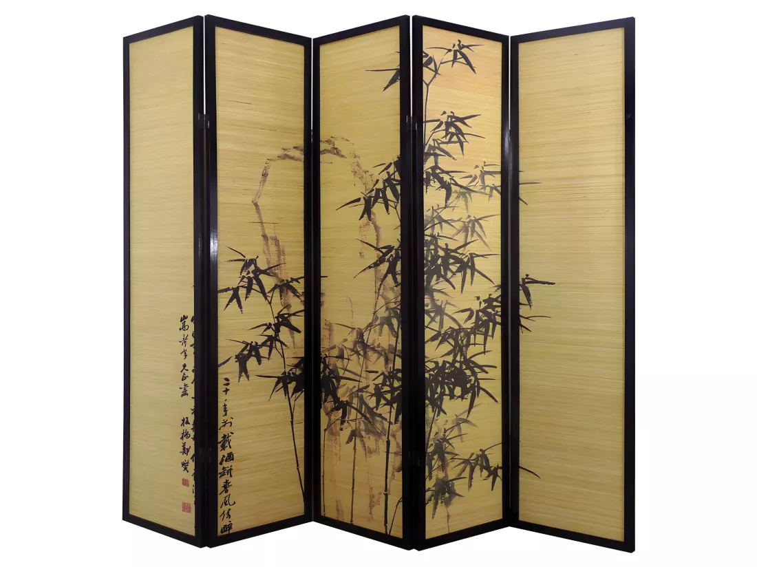 Paravent en bois de 5 pans, L200 x H176 x P2 cm