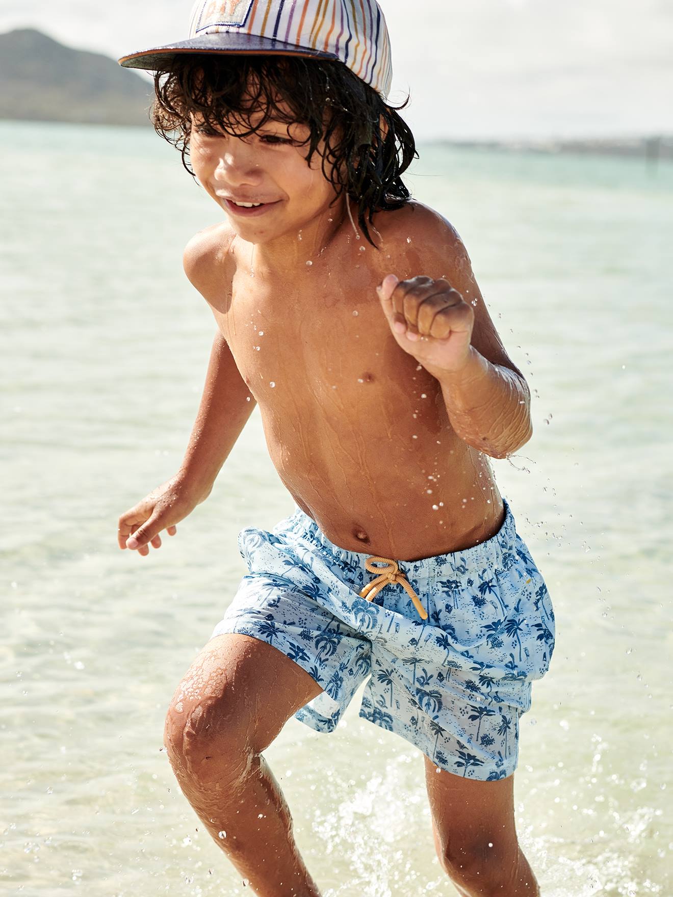 Calção de banho azul claro estampado para meninos
