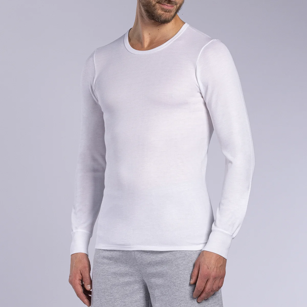 T-shirt manches longues thermique homme blanc cassé