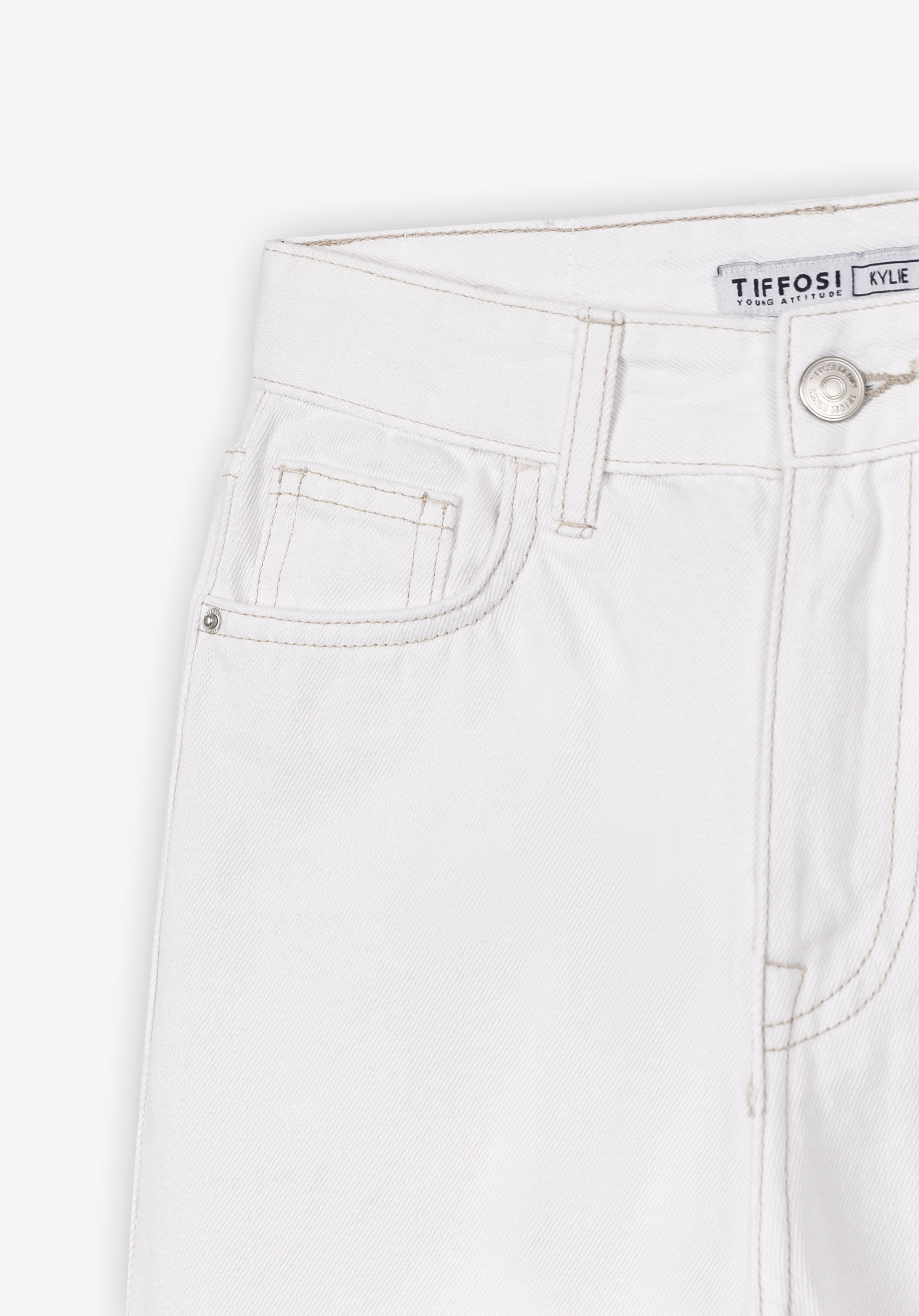 Jeans Kylie Wide Leg Cintura Alta com Rasgões