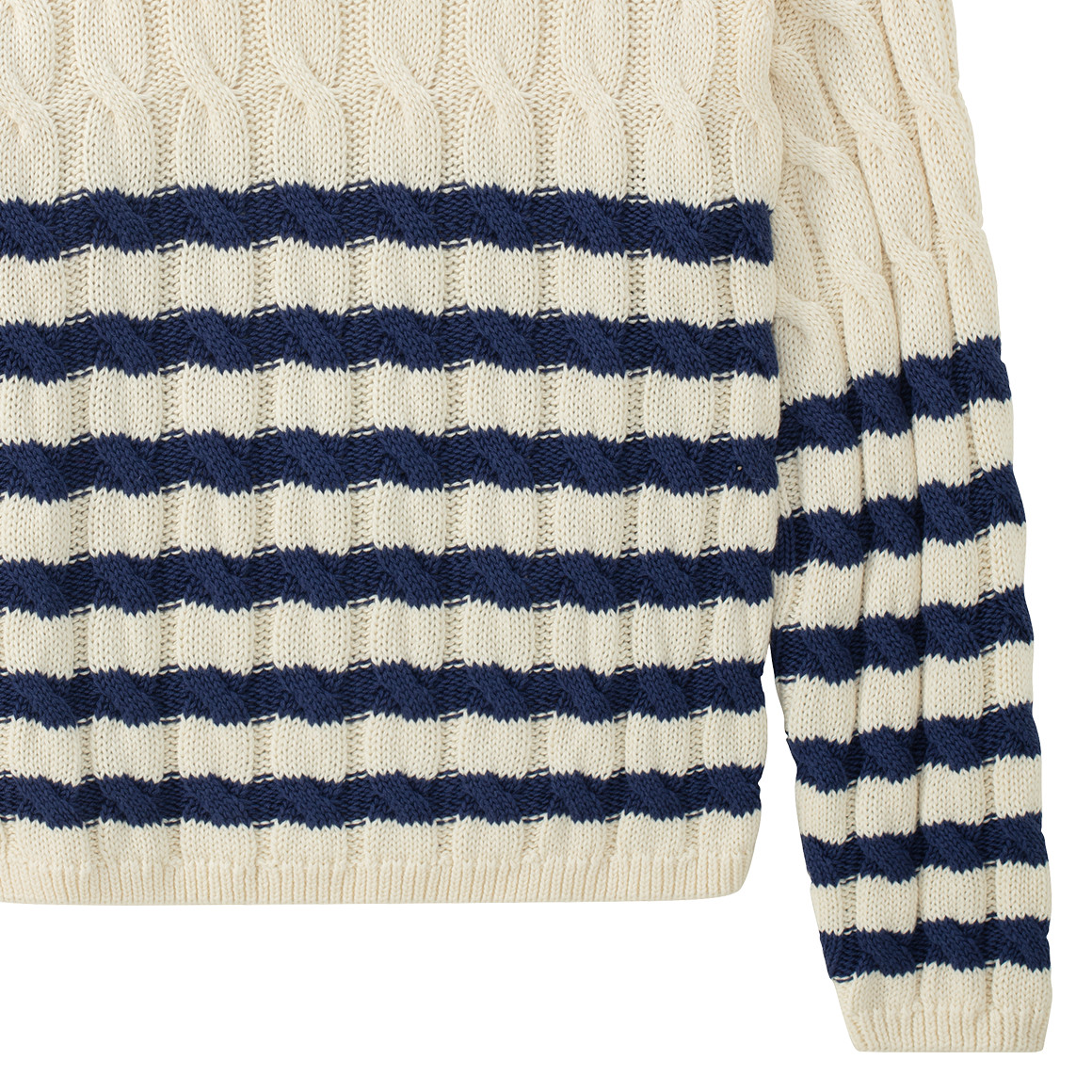 Beatwear Mädchen Strickpullover mit Zopfmuster creme / blau